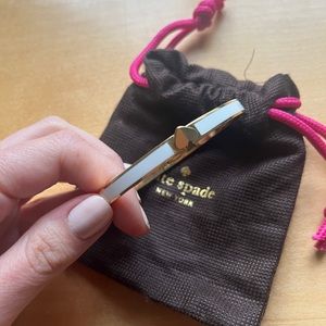 Kate Spade thin enamel and gold tone Spade Hinge Bangle Bracelet